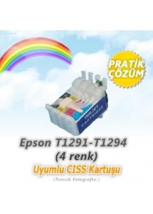 Epson T1291-94 uyumlu bitmeyen sistemli cıss kartuş